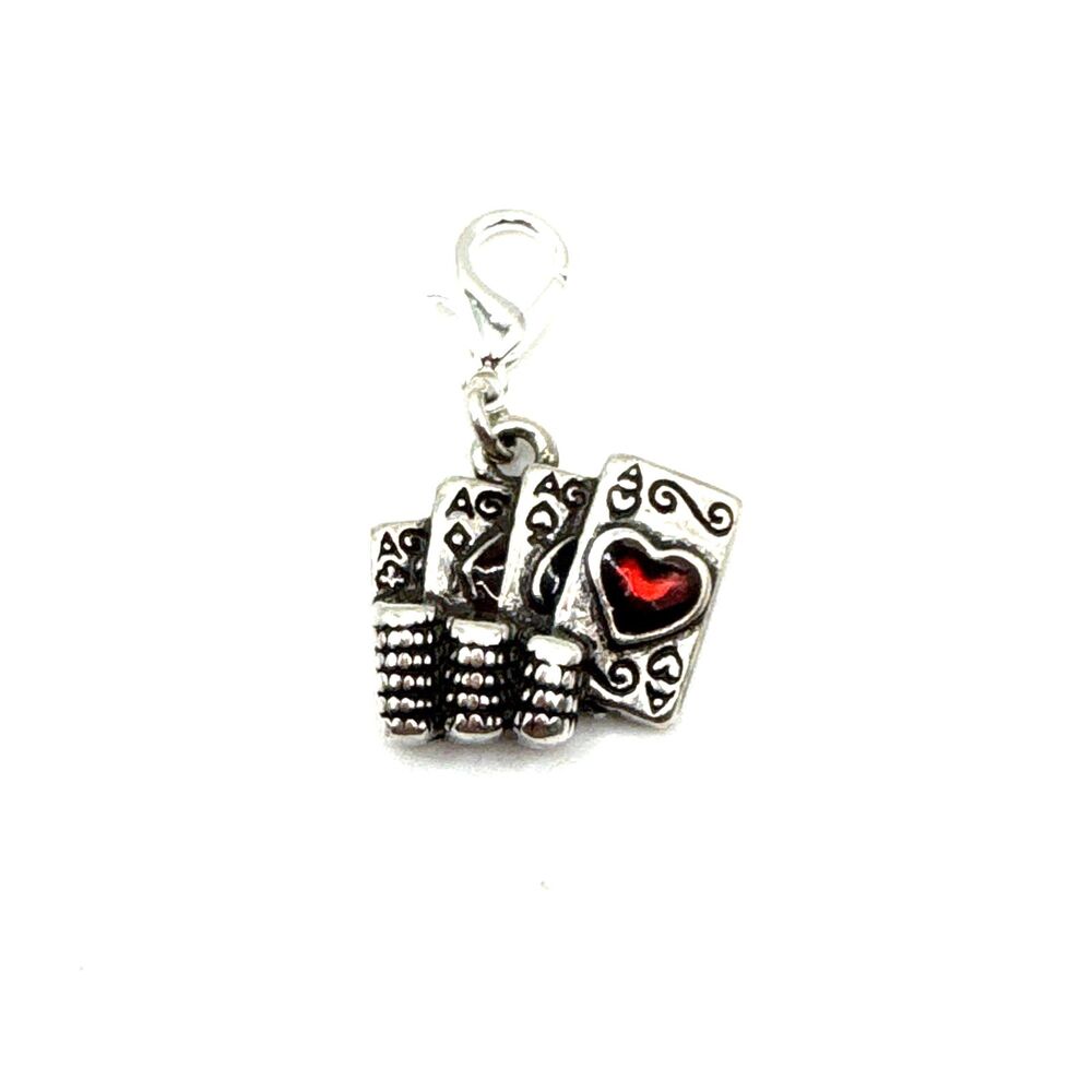 Brighton Nevada State Card Hand Win Las Vegas Gambling Custom Silver Clip Charm